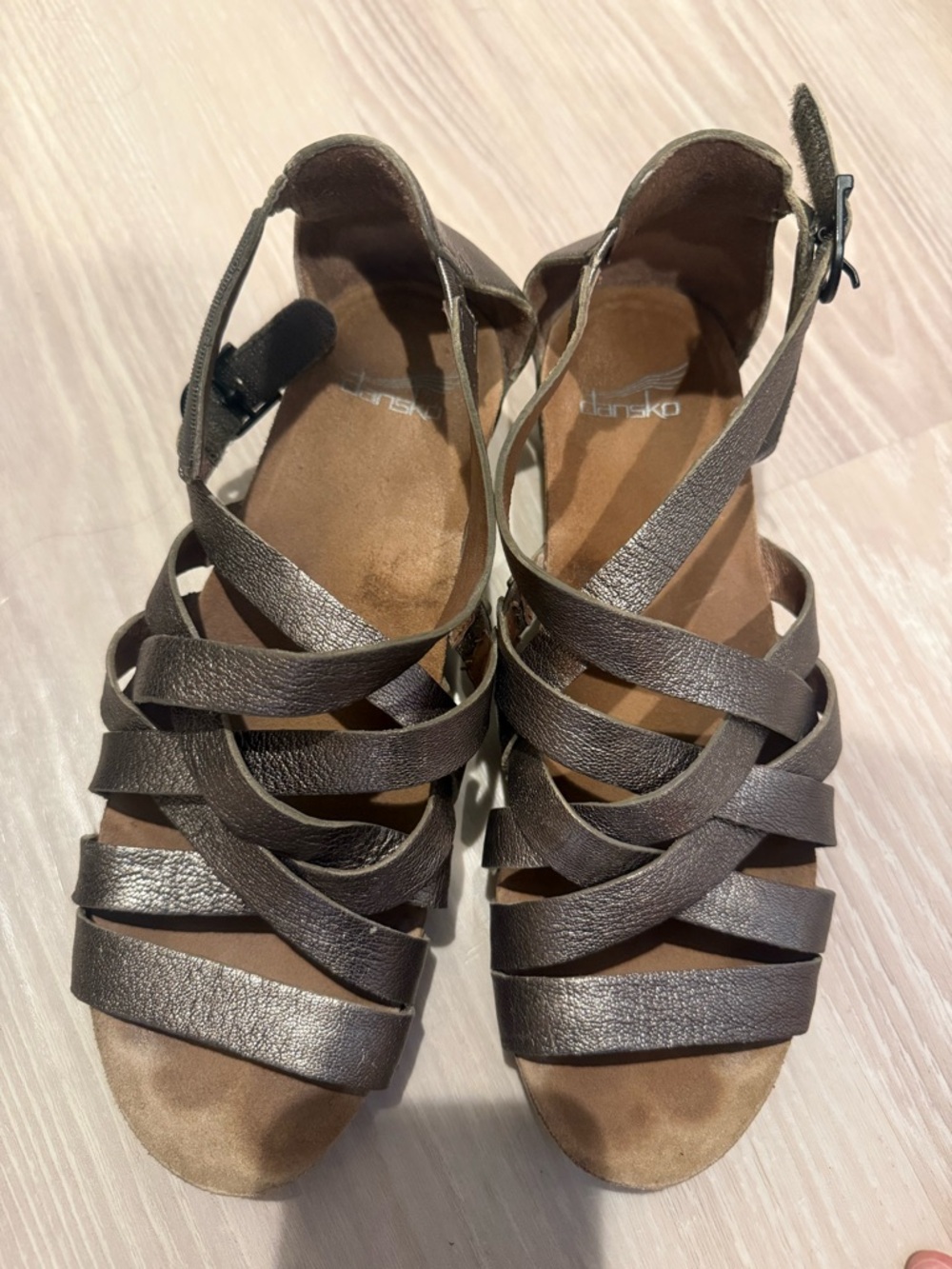 Dansko Metallic Strappy Leather Sandals